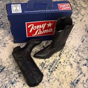 Tony Lama Sleek Black Western Boots